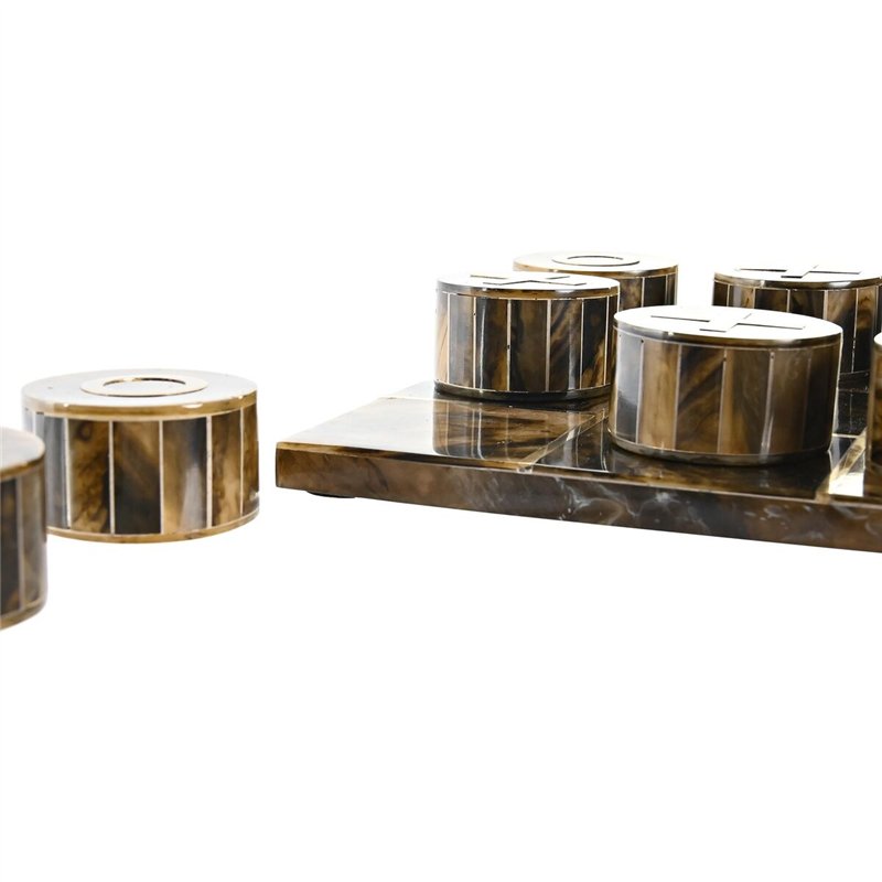 Image secondaire de Figurine Décorative DKD Home Decor Jeu de société 20,5 x 20,5 x 5 cm Blanc Ambre Métallisé Moderne