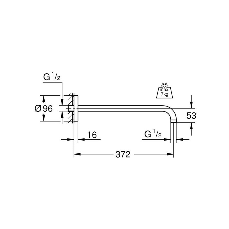 Image secondaire de GROHE Bras de Douche 378 Mm Rainshower 28982000 (Import Allemagne)