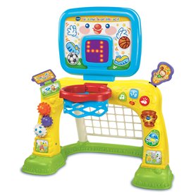 VTech - Bébé Multisport Interactif Multicolore, Structure de Motricité Bébé 2 en 1, Cage de Foot, Panier de Basket avec Tableau 