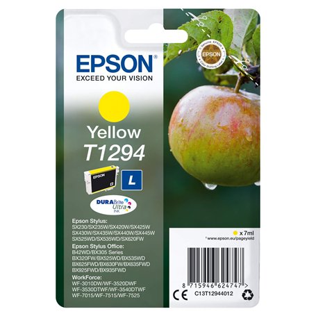 Epson T1294 Pomme Jaune, Cartouche d'encre d'origine, WF-3010DW WF-3520DWF WF-3530DTWF WF-3540DTWF WF-7015 WF-7515 WF-7525 BX305