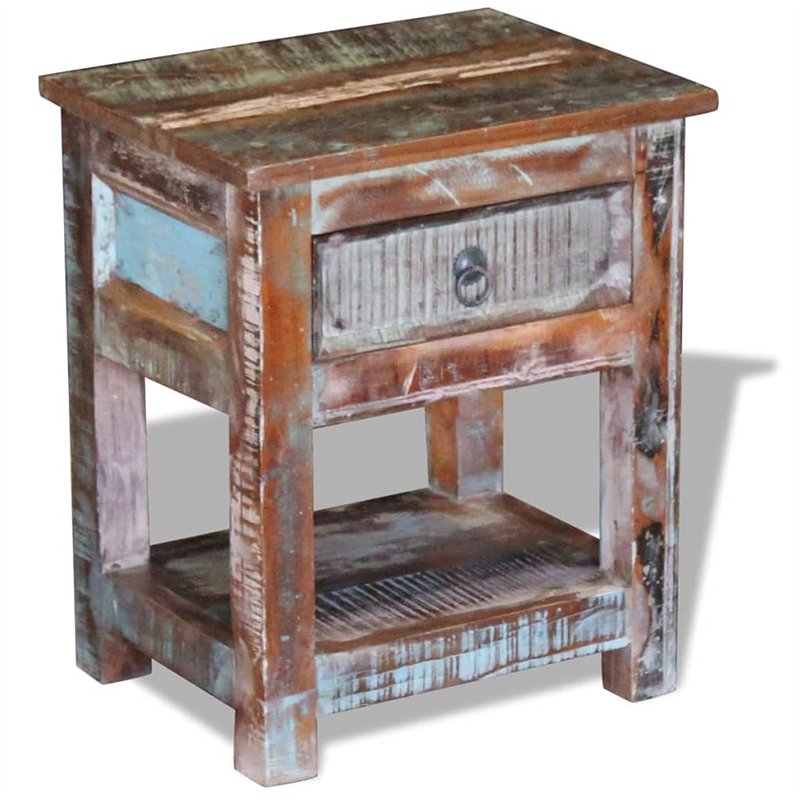 vidaXL Table d'appoint avec 1 tiroir Bois de récupération 43 x 33 x 51 cm