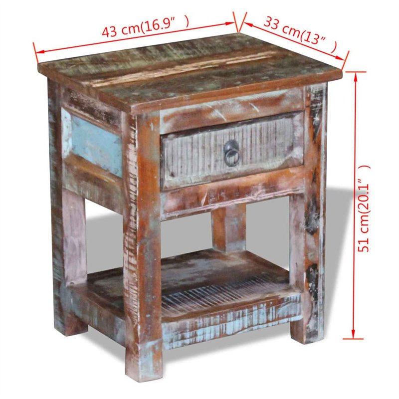Image secondaire de vidaXL Table d'appoint avec 1 tiroir Bois de récupération 43 x 33 x 51 cm