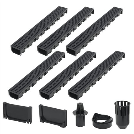 vidaXL 6X Canaux de Drainage Plastique 6 m Caniveaux de Drainage Allées