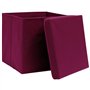 Boîtes de rangement 4 pcs Rouge foncé 32x32x32 cm Tissu