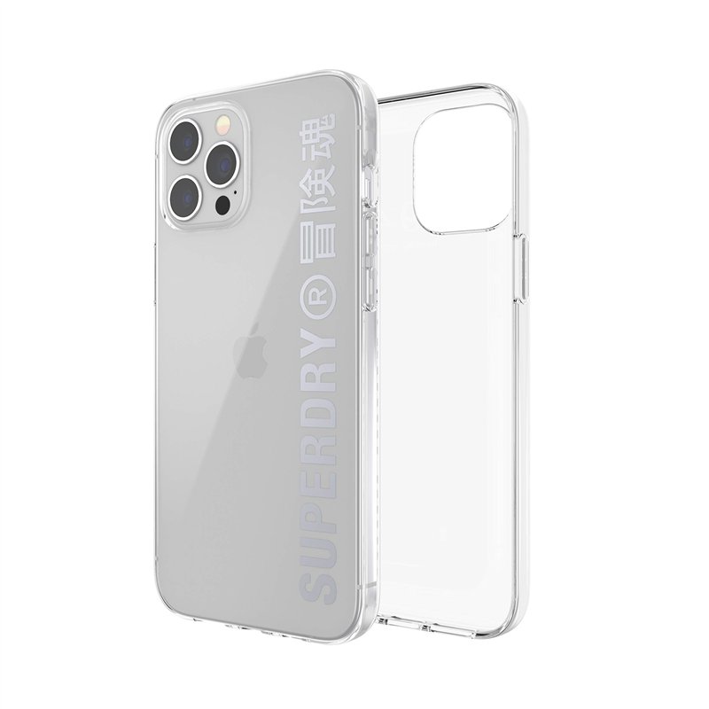 Superdry 42591 Coque de Protection Transparente pour iPhone 12 / iPhone 12 Pro 6.1 Transparent/Argent