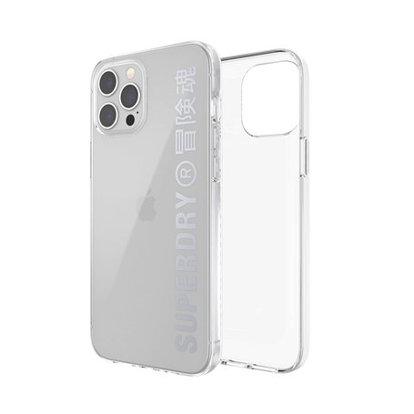 Superdry 42591 Coque de Protection Transparente pour iPhone 12 / iPhone 12 Pro 6.1 Transparent/Argent
