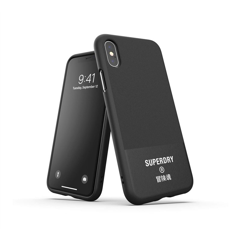 Superdry Coque de Protection en Toile moulée pour iPhone X, Noir