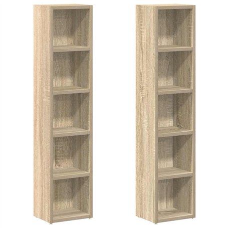 vidaXL Armoires à CD 2 pcs Chêne sonoma 21x16x93,5 cm Aggloméré