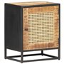Table de Nuit 40x30x50 cm Bois de Mangue Brut et roseaux naturels