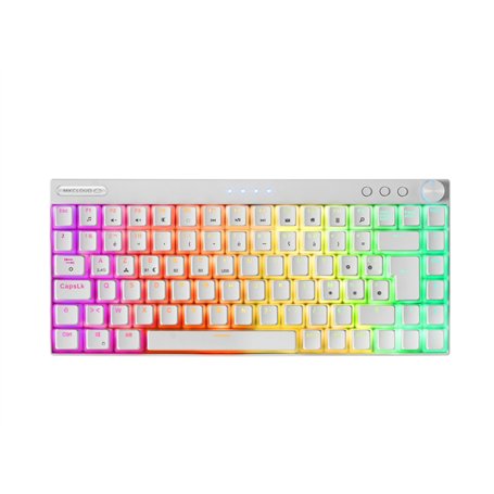 Mars Gaming MKCLOUD, Clavier Mécanique sans Fil RGB Blanc, Ultra-Compact 75%, Switch Outemu SQ Pro Bleu, Langue Français