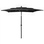 Parasol de jardin à 3 niveaux avec mât en aluminium noir