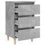 vidaXL Table de chevet avec pieds en bois massif Gris béton 40 x 35 x 69 cm