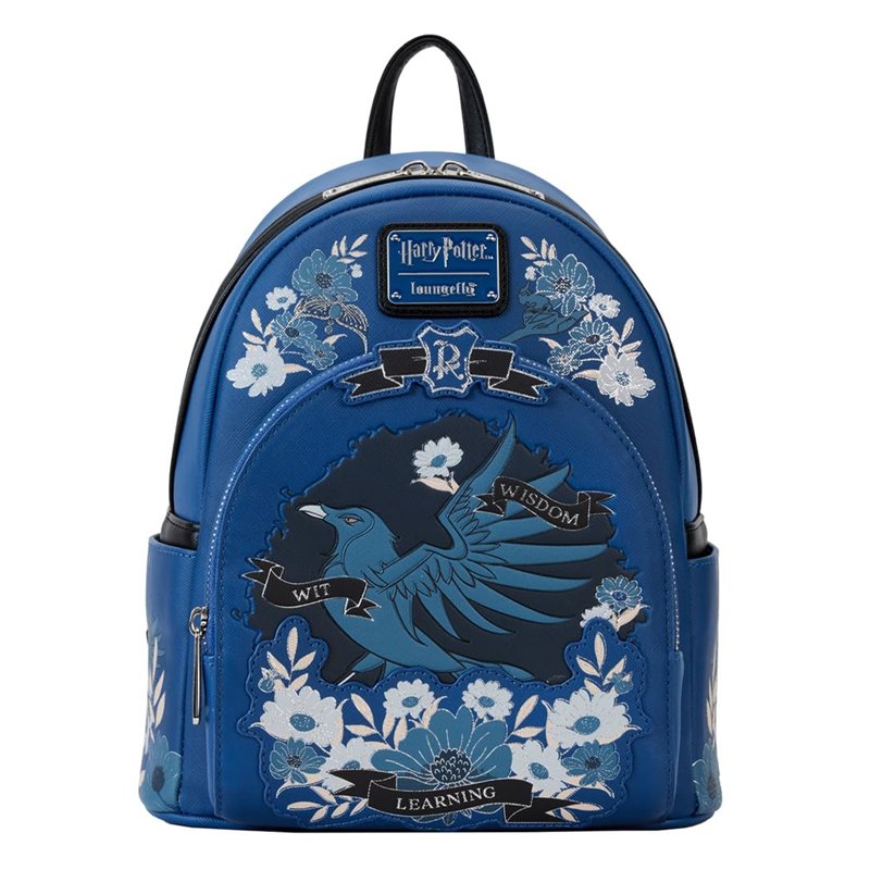 Loungefly Warner Brothers Harry Potter Ravenclaw House Tattoo Mini Backpack, Bleu, Taille unique, Harry Potter, Bleu, Taille uni