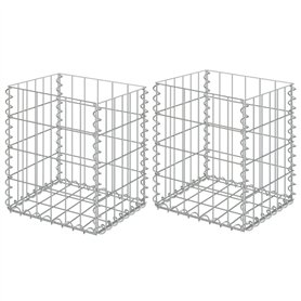 vidaXL Paniers de Gabion 2 pcs Acier galvanisé 30x30x40 cm, clôture en Gabion, Cage en Gabion, Mur de soutènement de gravité en 
