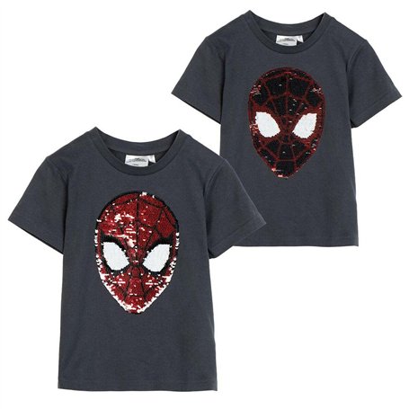 Spider-Man T-Shirt à Manches Courtes pour Enfant Gris foncé - Marque EAN : 8445484499919 - Taille : 7 Ans
