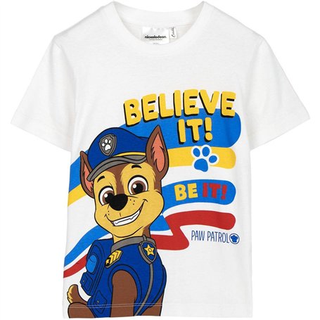 CERDÁ LIFE'S LITTLE MOMENTS Camiseta Corta Single Jersey Paw Patrol Tricot, Blanc, 3 Ans Fille