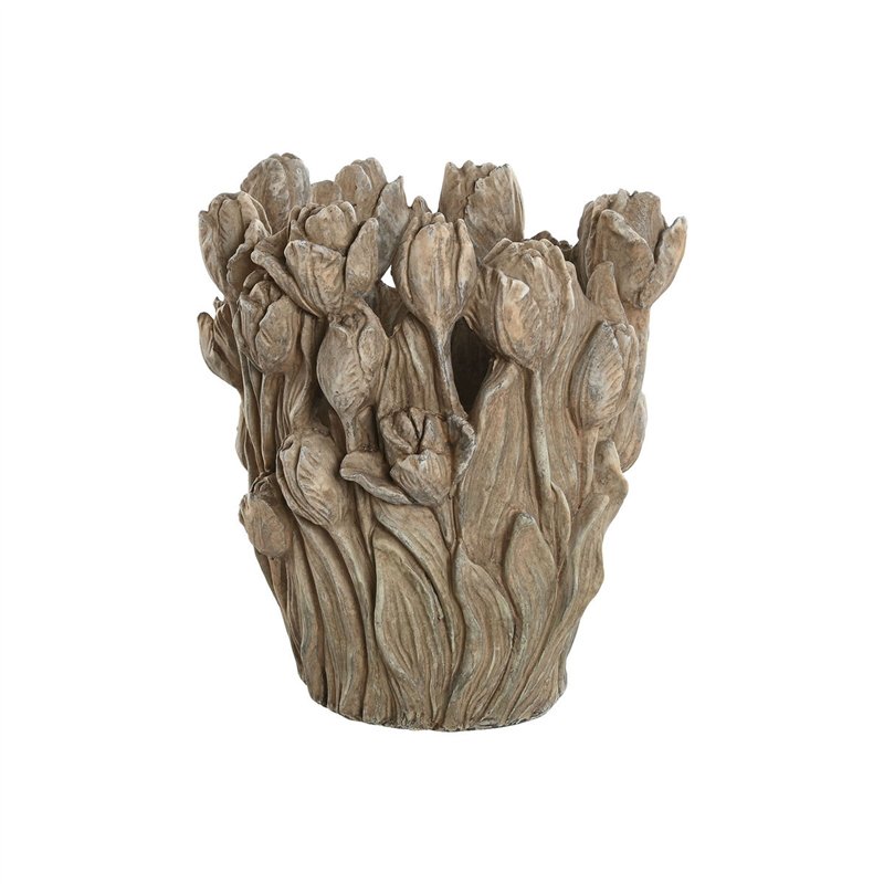 Vase Home ESPRIT Gris Ciment Tulipe 29 x 27 x 32 cm