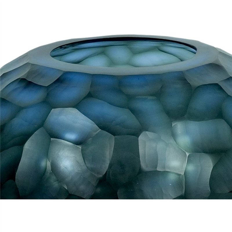 Image secondaire de Vase Home ESPRIT Bleu Verre Moderne 33 x 33 x 14 cm