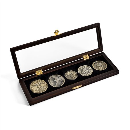 The Noble Collection The Hobbit Dwarven Treasure Coin Set - 12in (31cm) Display Case and 5 Bronze Plated Coins - Officially Lice