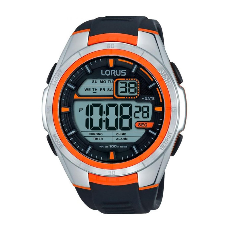 Lorus Mens alarme chronographe inoxydable boîtier en acier R2311LX9