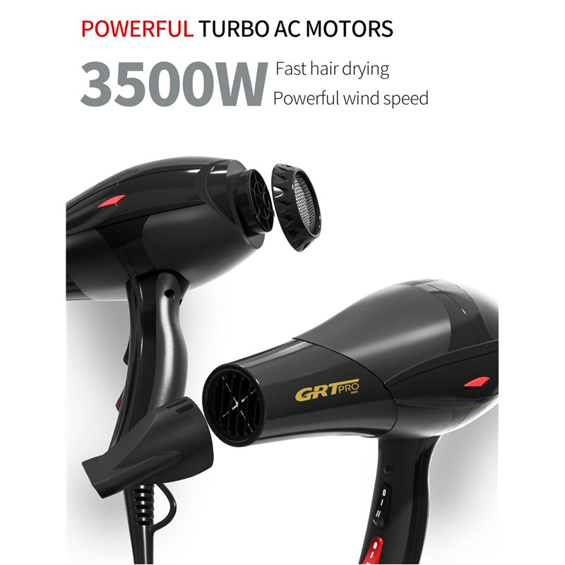 Image secondaire de Sèche Cheveux Professionnel 3500W, Sèche-Cheveux Ionique Céramique avec Diffuseur, Puissant AC Moteur 3 Niveaux de Température 2