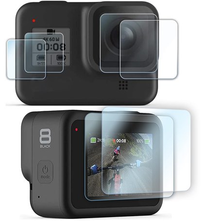 FiTSTILL [6 PCS Protecteur d'écran pour GoPro Hero 8 Black Protecteur d'écran en verre trempé ultra transparent + Protecteur d'o