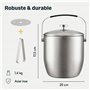 SILBERTHAL Seau à Glaçons 3 L Isotherme Avec Couvercle Et Pince - Acier Inox - Capacité 45 Glaçons - Isolation Double Paroi