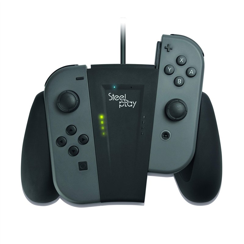 Steelplay - Chargeur Joycon Switch, Chargeur de Contrôleur avec Batterie, Grip chargeur pour Joycon de la console Nintendo Switch