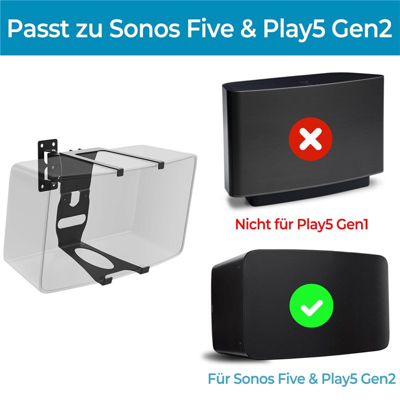 Image secondaire de Dinghosen Support mural compatible avec Sonos Play 5 Gen 2 - Réglage pivotant et inclinable - Support de montage pour haut-parle