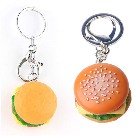 LANCHEN Hamburger Cheeseburger Argile Polymère Porte-clés Simulation Alimentaire Pendentif Porte-clés