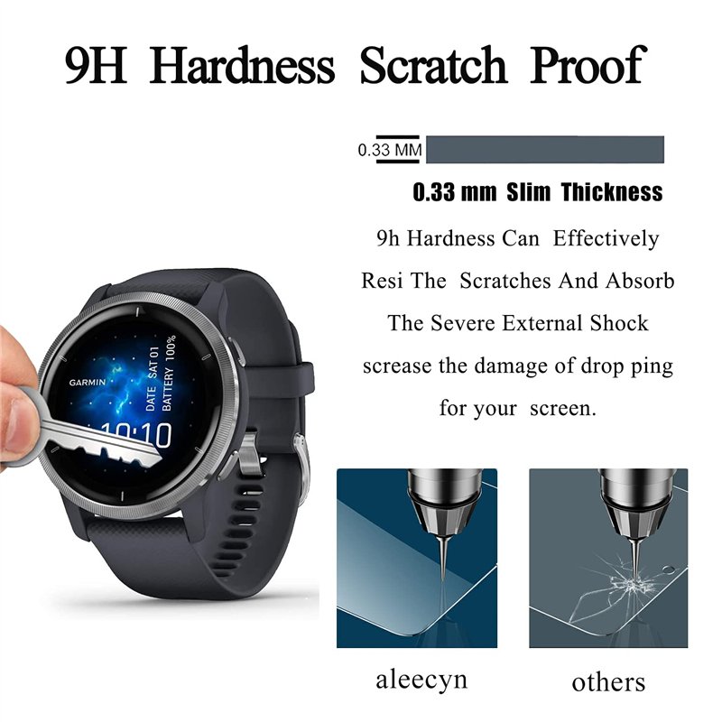 Image secondaire de 3 Pièces Verre Trempé Compatible Garmin Venu 2, 9H Dureté, HD, Anti-Rayures, sans Bulles, Protection D'écran Garmin Venu 2