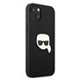 Karl Lagerfeld KLHCP13SPKMK Étui de Protection en Cuir pour iPhone 13 Mini 5,4" Noir Ikonik Karl's Head Metal