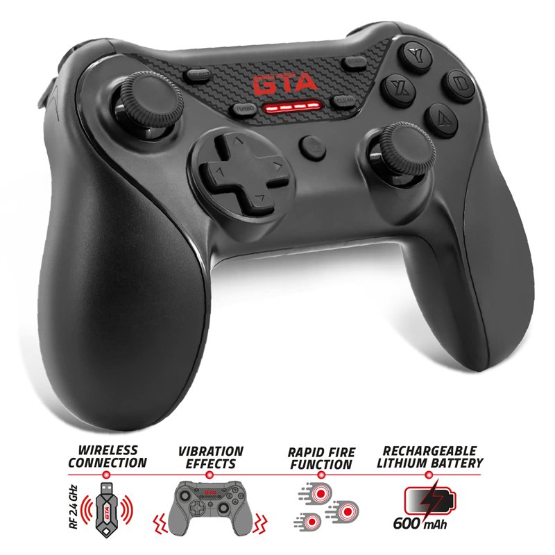 ADVANCE GTA - Manette PC Sans Fil - COMPATIBLE PS3/PC et ANDROID TV - Manette de Jeu Ergonomique avec joystick Asymétrique - Fon
