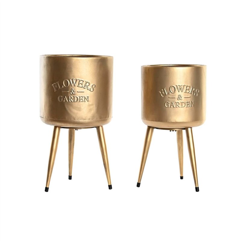 DKD Home Decor Set de Pots de Fleurs, Métal, Estándar