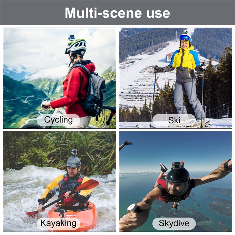 Image secondaire de Fixations Adhésives Incurvées, Plates, Patchs Adhésifs Double Face 3M, Casque Support de Fixation, Convient pour GoPro Hero 4567