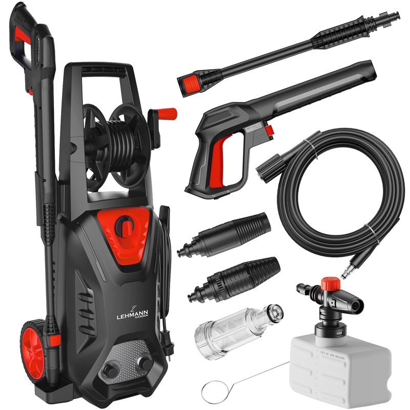 Lehmann Nettoyeur Haute Pression avec Pompe en Aluminium 220 Bars | Débit de 450 l/h | Puissance de 1800 W | Tuyau Haute Pressio