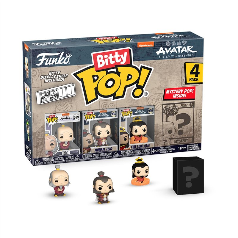 Funko Bitty Pop! Avatar: TLA - Iroh 4PK - Iroh, Admiral Zhao, Firelord Ozai et Une Mini-Figurine Mystère en Surprise - 2.2 Cm - 