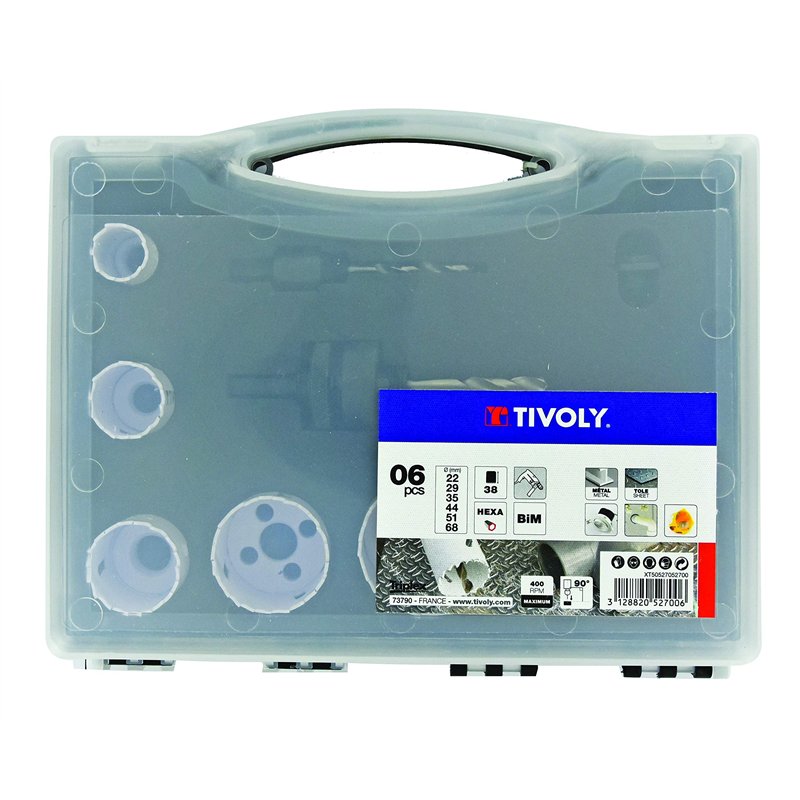 Tivoly XT50527052700 Coffret 8pcs Scies Cloches BIM D22-29-35-44-51-68mm pour Métal et Bois Durs