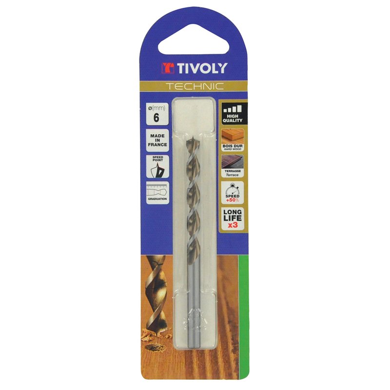 Tivoly 10864021200 Foret Bois Technic, Queue Cylindrique, Usage Intensif Ø 12mm