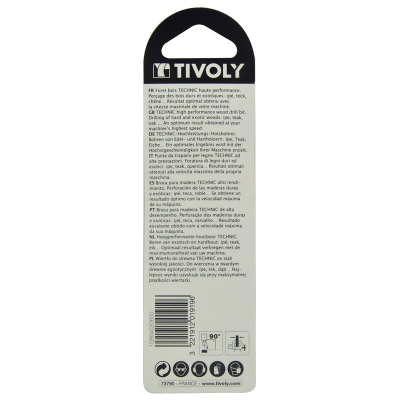 Image secondaire de Tivoly 10864021200 Foret Bois Technic, Queue Cylindrique, Usage Intensif Ø 12mm