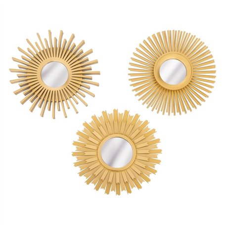 Atmosphera - Lot de 3 miroirs amed d25cm Or