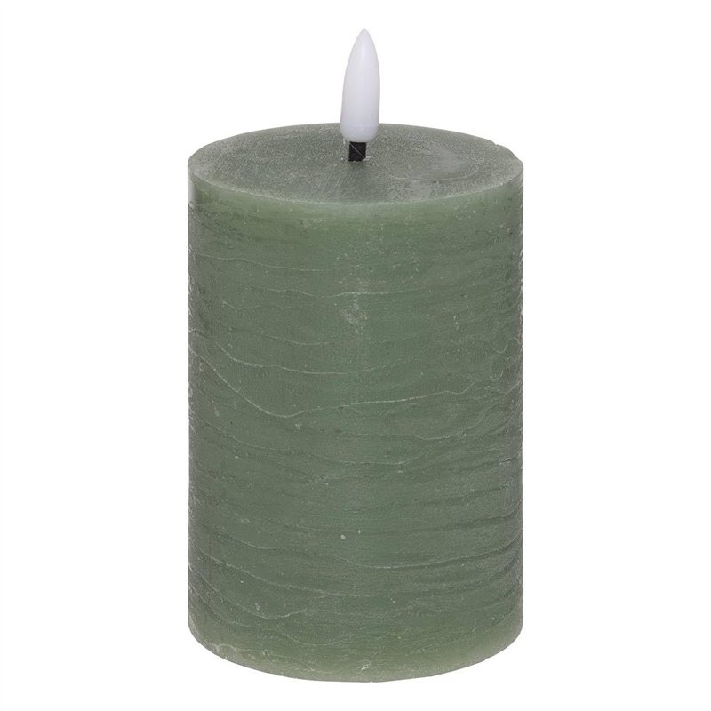 Atmosphera - Bougie ronde à led molia h13cm vert foncé