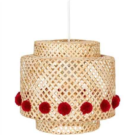 Atmosphera - Suspension enfant liby bambou pompons rouges d28cm