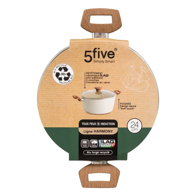 Image secondaire de 5five - faitout harmony d24cm en aluminium forgé beige