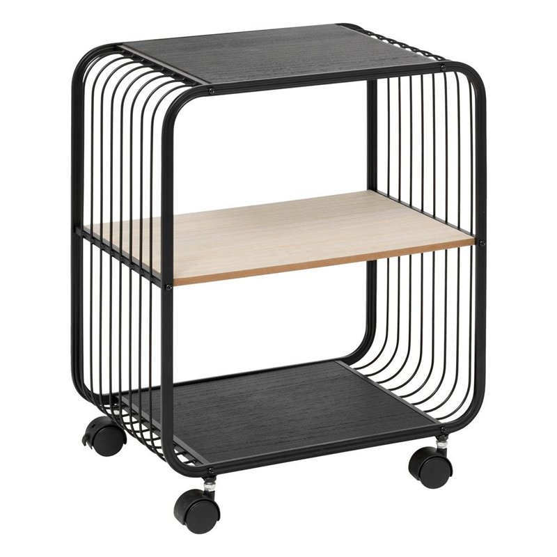 5five - étagère 2 Niveaux en métal et Bois Noir