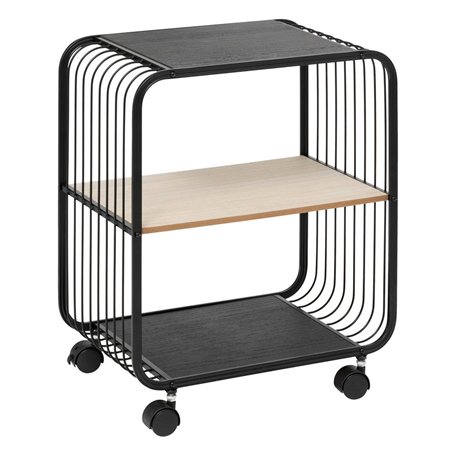 5five - étagère 2 Niveaux en métal et Bois Noir