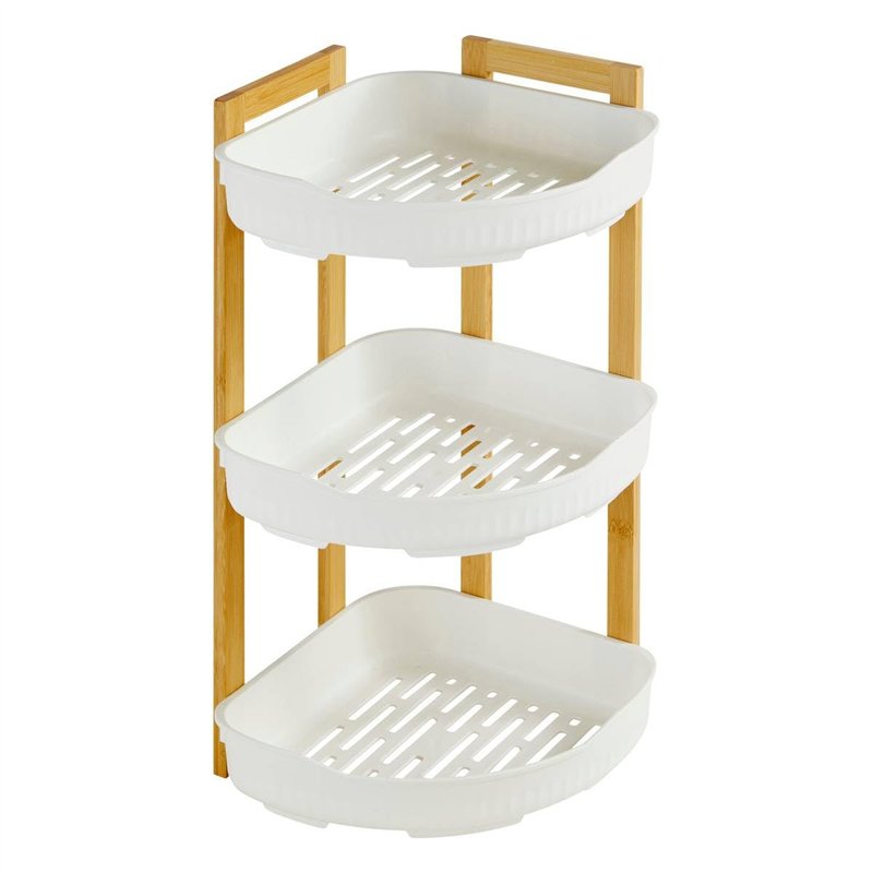 5five - étagère d angle naturéo 3 niveaux en bambou blanc 29x22cm