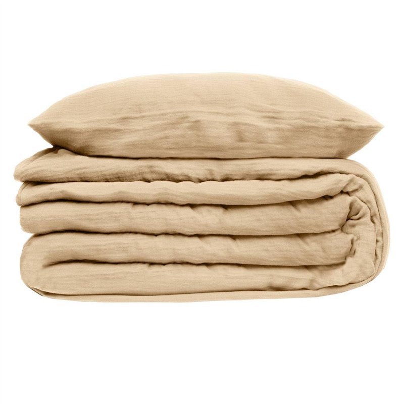 Atmosphera - Parure de lit 3 pièces Flora Gaze de Coton Lin 240x220cm