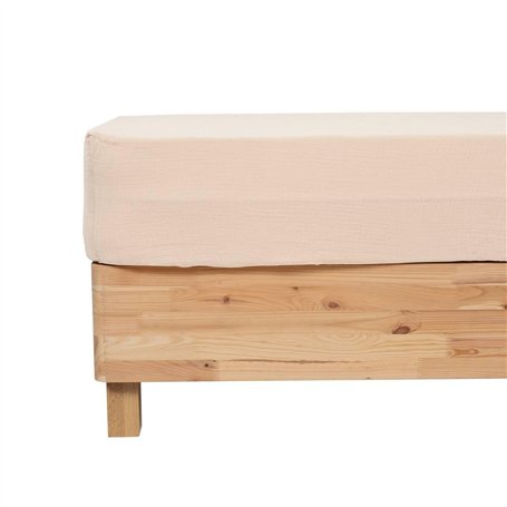 Atmosphera - Drap Housse Flora Gaze de Coton Lin 160x200cm