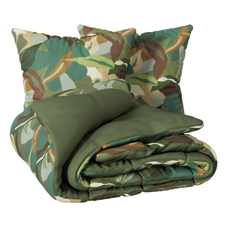 Atmosphera - Parure de lit 3 pièces Renata Percale de Coton Vert 240x220cm